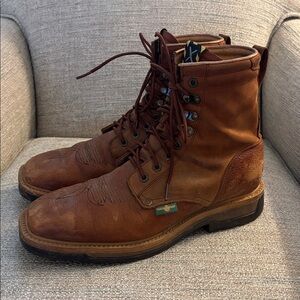 Twisted X Cellstretch Lacer Square Composite Toe Work Boots Leather Men’s size 9